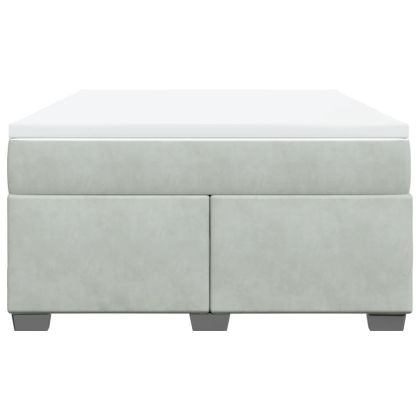 Боксспринг легло с матрак, светлосиво, 140x200 см, кадифе