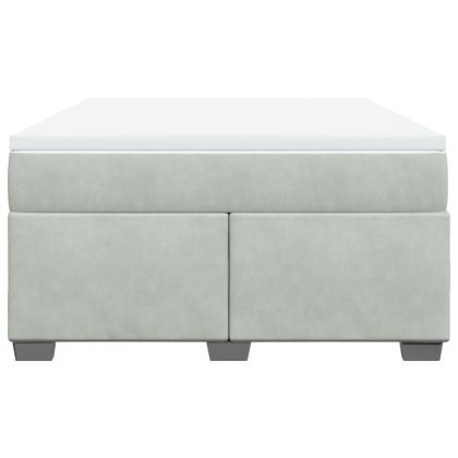 Боксспринг легло с матрак, светлосиво, 160x200 см, кадифе