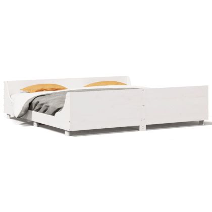 Рамка за легло без матрак, бял, 180x200 см, бор масив