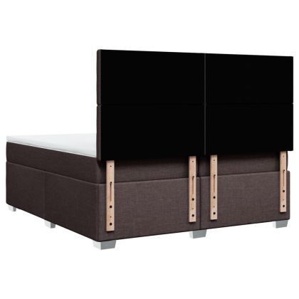 Боксспринг легло с матрак, тъмнокафяво, 200x200 см, плат