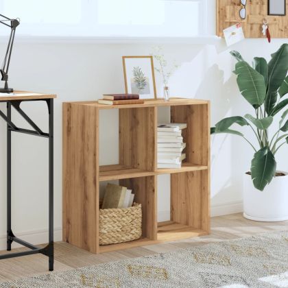 Библиотека, дъб артизан, 68,5x32x68,5 см, инженерно дърво