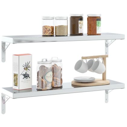 Скоби за рафт 4 бр 20x2,5x14 см сребрист неръждаема стомана