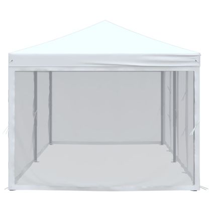 Сгъваема парти палатка със странични стени, бяла, 3x6 м