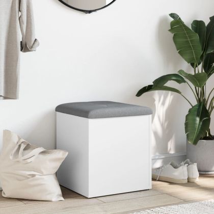 Пейка за съхранение, бяла, 42x42x45 см, инженерно дърво