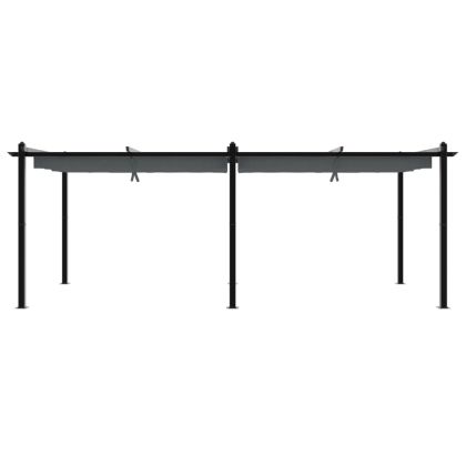 Градински навес с прибиращ се покрив, антрацит, 3x6 м, алуминий