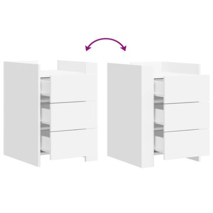 Нощно шкафче, бяло, 45x50x65 см, инженерно дърво