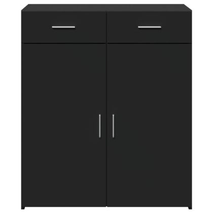 Сайдборд, черен, 80x42,5x93 см, инженерно дърво