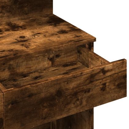 Тоалетка с LED, опушен дъб, 100x40x130 см