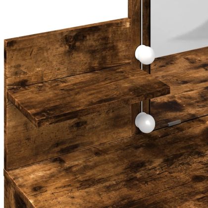 Тоалетка с LED, опушен дъб, 100x40x130 см