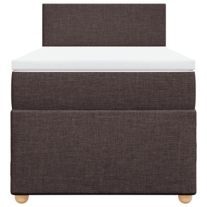 Боксспринг легло с матрак, тъмнокафяво, 90x200 см, плат