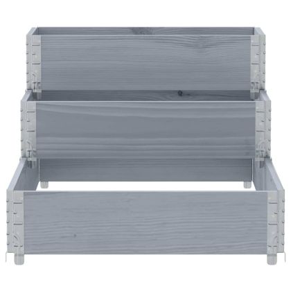 3-степенна повдигната леха, сива, 120x80 см, бор масив