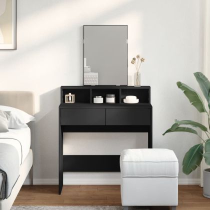 Тоалетка с огледало, черна, 80x41x144,5 см