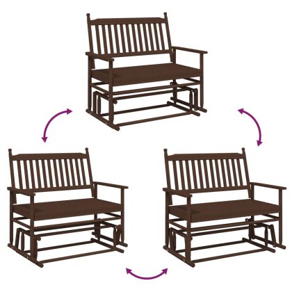 Пейка планер, кафява, 118x70x104,5 см, масивна дървесина топола
