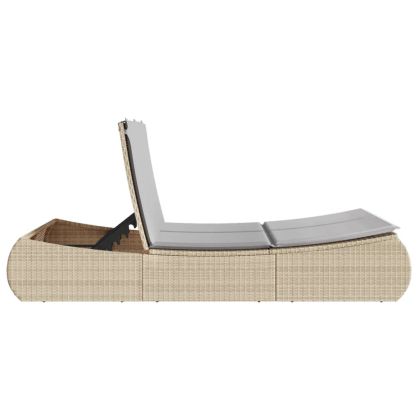 Двоен шезлонг с възглавници, бежов, полиратан