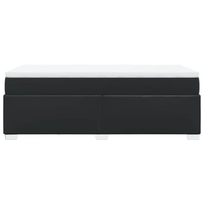 Боксспринг легло с матрак, черно, 90x200 см, изкуствена кожа