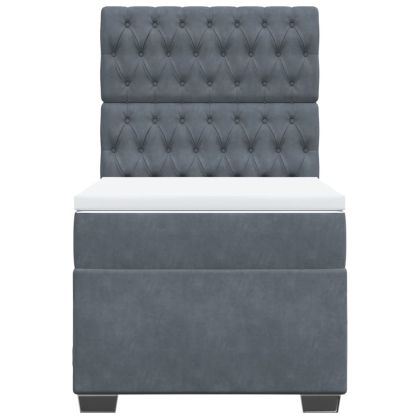 Боксспринг легло с матрак, тъмносив, 90x190 см, кадифе