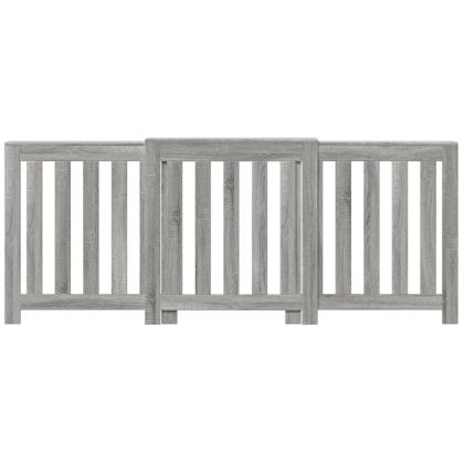 Капак за радиатор, сив сонома, 205x21,5x83,5см, инженерно дърво