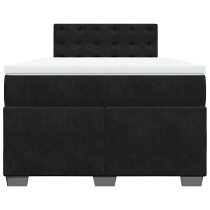 Боксспринг легло с матрак, черно, 120x200 см, кадифе