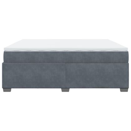 Боксспринг легло с матрак, тъмносиво, 200x200 см, кадифе