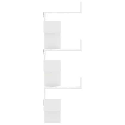 Стенен ъглов рафт, бял, 45x45x147 см, инженерно дърво