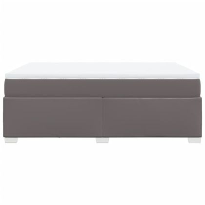 Боксспринг легло с матрак, сиво,140x200 см, изкуствена кожа