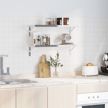 Скоби за рафт 4 бр 23,5x2,5x15,5 см сребрист неръждаема стомана