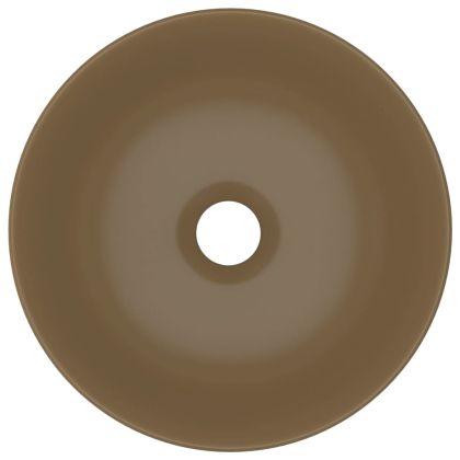 Керамична мивка за баня, матово кремава, кръгла
