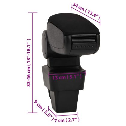 Подлакътник за кола черен 13x34x(33-46) см ABS