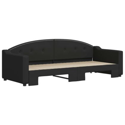 Канапе с изтеглящо разтегателно легло черно 80x200 см плат