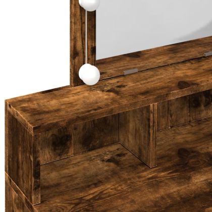 Тоалетка с LED, опушен дъб, 80x41x144,5 см