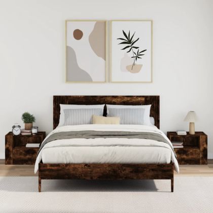 Нощни шкафчета за стенен монтаж, 2 бр, опушен дъб, 45x30x35 см