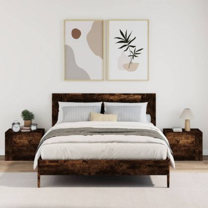 Нощни шкафчета за стенен монтаж, 2 бр, опушен дъб, 45x30x35 см