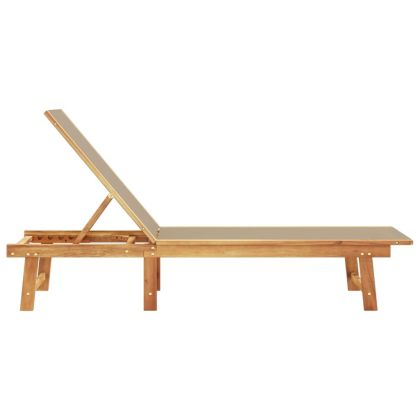 Шезлонг, таупе, масивно дърво акация и textilene