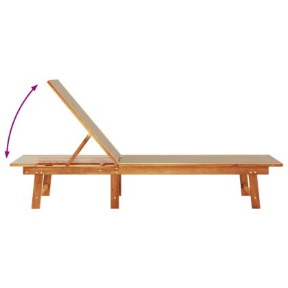 Шезлонг, таупе, масивно дърво акация и textilene