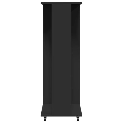 Гардероб с колелца, черен, 102x38x110 см, инженерно дърво