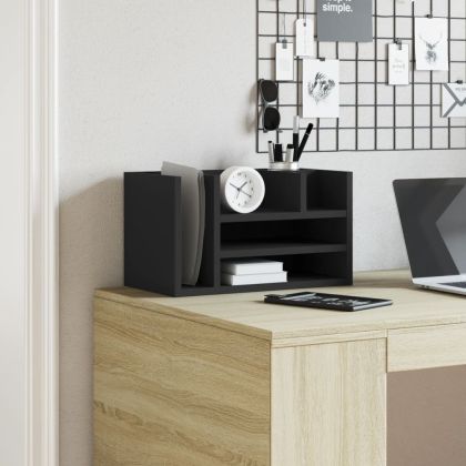 Органайзер за бюро, черен, 44,5x24x25 см, инженерно дърво