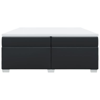 Боксспринг легло с матрак, черно, 200x200 см, изкуствена кожа