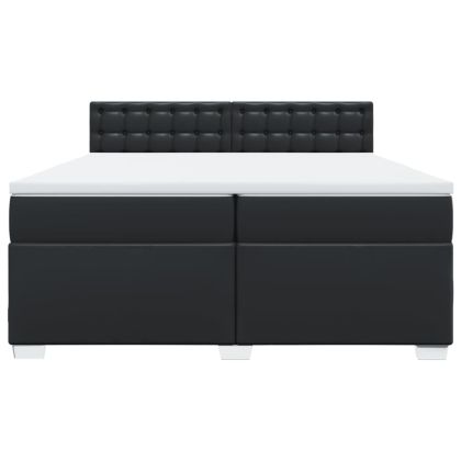 Боксспринг легло с матрак, черно, 200x200 см, изкуствена кожа