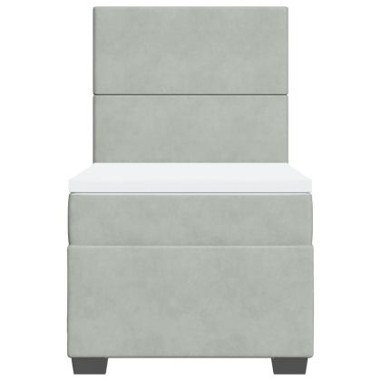 Боксспринг легло с матрак, светлосива, 90x190 см, кадифе