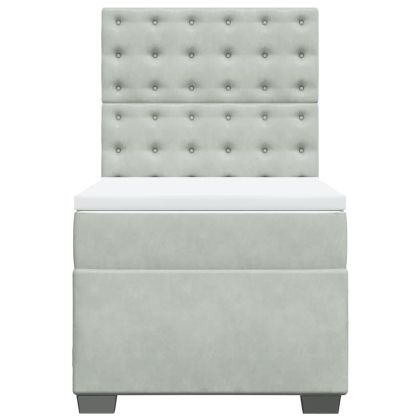 Боксспринг легло с матрак, светлосиво, 100x200 см, кадифе