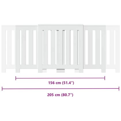 Капак за радиатор, бял, 205x21,5x83,5 см, инженерно дърво