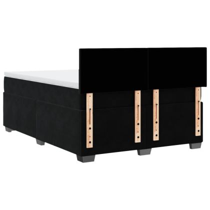 Боксспринг легло с матрак, черно, 140x190 см, кадифе