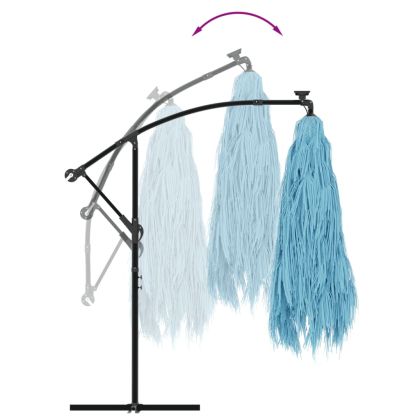 Градински чадър със стоманен прът, син, 269x269x235 см