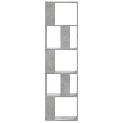 Библиотека 5 рафта бетонно сива 45x23,5x162,5см инженерно дърво
