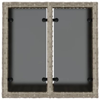 Градинска маса стъклен плот светлосива 55x55x37 см полиратан