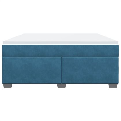 Боксспринг легло с матрак, тъмносиньо, 180x200 см, кадифе