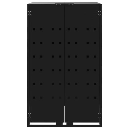 Навес за 3 коша на колела, черен, 207x79x117 см, стомана