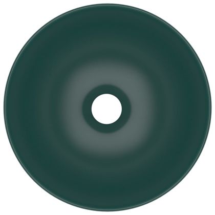 Керамична мивка за баня, тъмнозелена, кръгла