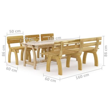 Градински трапезен комплект от 5 части, импрегниран бор