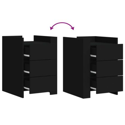 Нощно шкафче, черно, 45x50x65 см, инженерно дърво